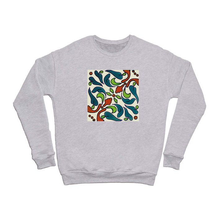 Colorful arabesque leaves pattern vintage talavera tile house decoration Crewneck Sweatshirt