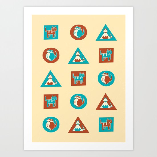 Geo Cats Art Print