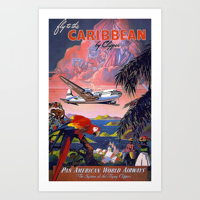 Vintage Caribbean Travel 1940's Art Print