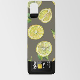 Watercolor seamless pattern on a gray background with lemons Android Card Case