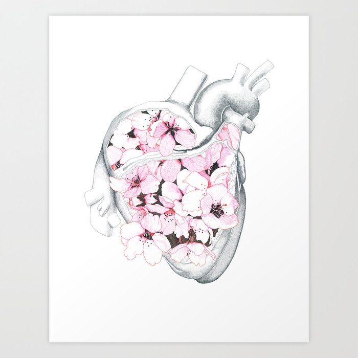 Blossom Burst Heart Art Print