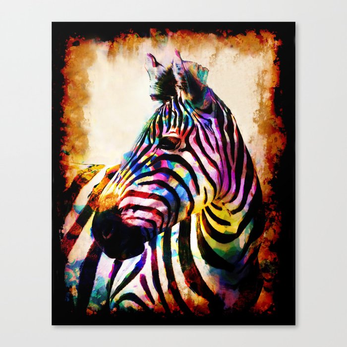 Zebra in Color Canvas Print