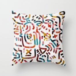 Graffiti Art Life in the Jungle with Symbols of Energy Throw Pillow