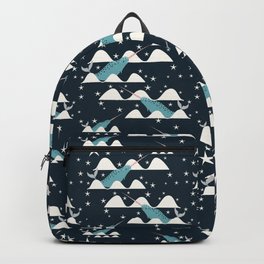 narwhal in ocean blue Backpack