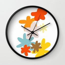 Colorful Wildflowers Illustration Wall Clock