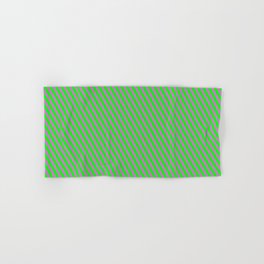 [ Thumbnail: Lime and Orchid Colored Stripes/Lines Pattern Hand & Bath Towel ]