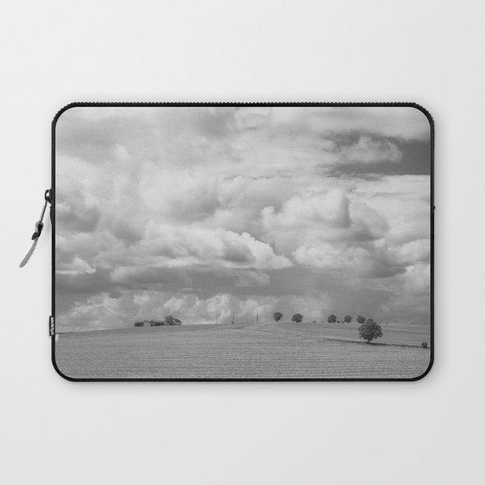 Dark black and white clouds over a Tuscan landscape art print - Italy nature and travel photography Laptop Sleeve