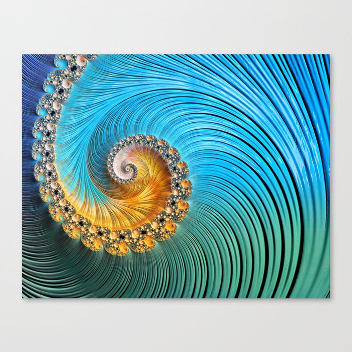 Turquoise and Saffron Spiral  Canvas Print