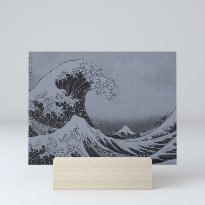 Silver Japanese Great Wave off Kanagawa by Hokusai Mini Art Print