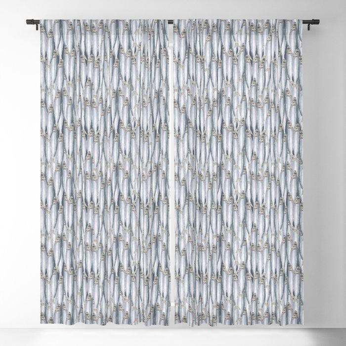 Packed Sardines - Navy Blackout Curtain
