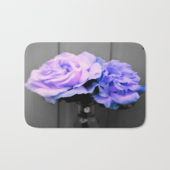 Flowers Lavender Periwinkle Pop of Color Bath Mat
