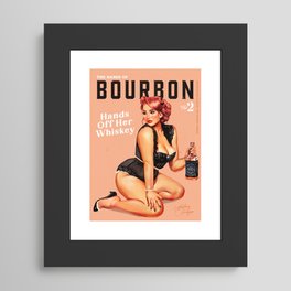 "The Babes Of Bourbon: Hands Off Her Whiskey" Vintage Curvy Pinup Girl Framed Art Print | Pinup, Curves, Retro, Graphicdesign, Birthday, Girlpower, Bardecor, Forwomen, Sexy, Forher 