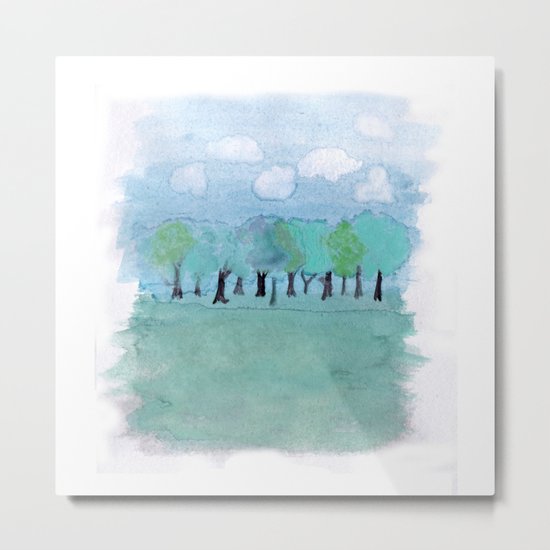 trees under a cloudy sky Metal Print