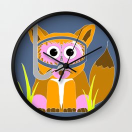 Pink Snorkel Fox Wall Clock