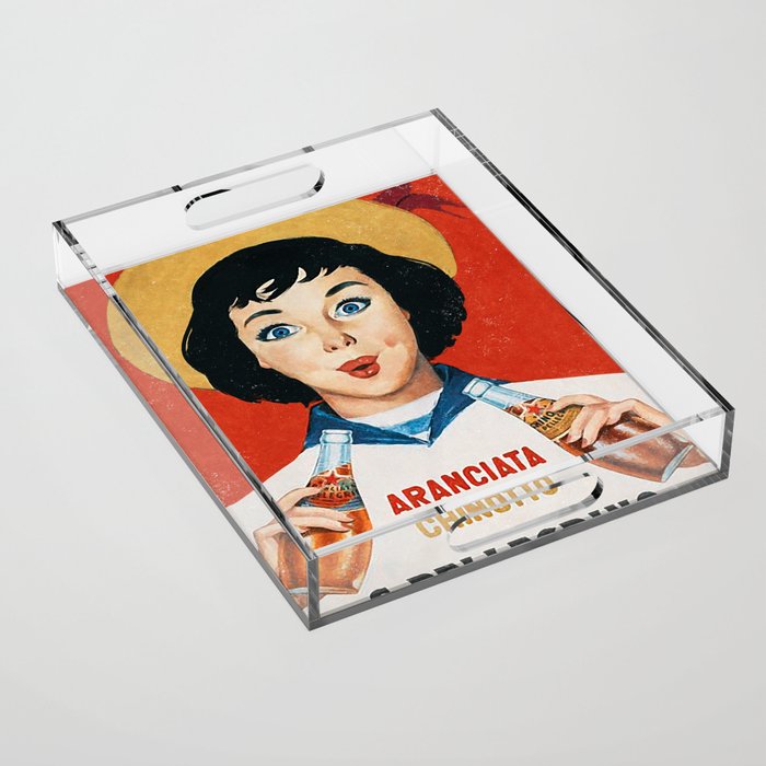 Orange Juice Italian Vintage Poster Acrylic Tray