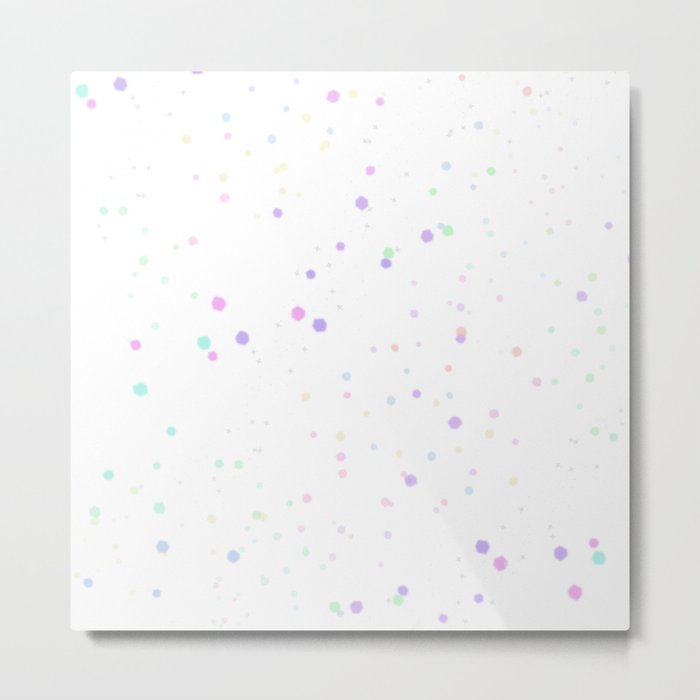 Pastel Rainbow Hexagon Chunky Glitter Art Metal Print