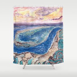 Great Barrier Reef at sunset - aerial view - coral reef - wall art Shower Curtain