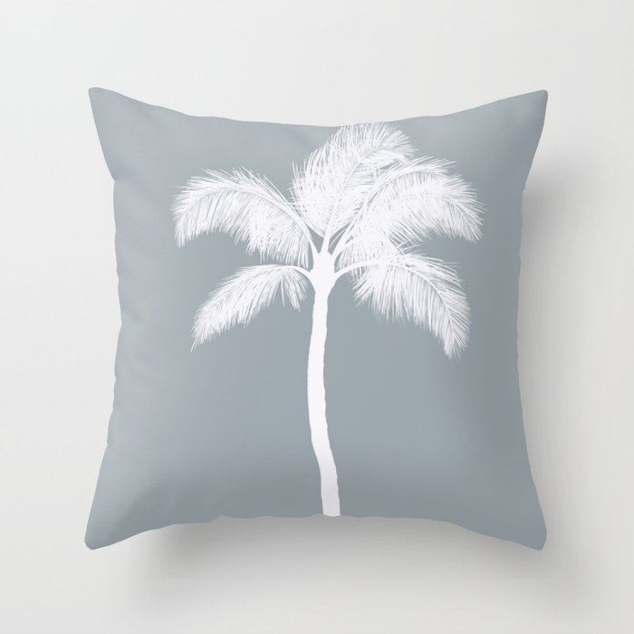 Palm Tree, California, Los Angeles, Blue Palm Throw Pillow