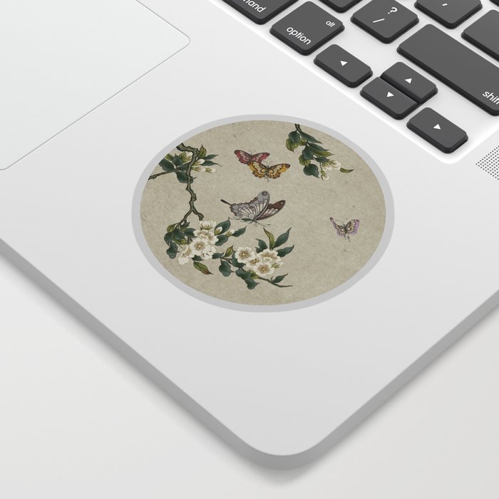 Pear flowers and butterflies type A - Minhwa : Koreafolkpainting Sticker