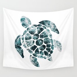 Sea Turtle - Turquoise Ocean Waves Wall Tapestry