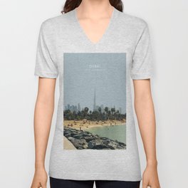 Dubai Skyline Artwork V Neck T Shirt