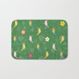 Tiki Birds - Green Pattern Bath Mat | Graphicdesign, Birds, Retro, Tiki, Pattern, Hawaii, Island, Luau, Paradise, Summer 