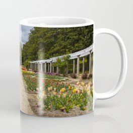 Italian Garden at Maymont Coffee Mug | Spring, Blue, Virginia, Richmond, Color, Tulips, Path, Photo, Cloudy, Red 