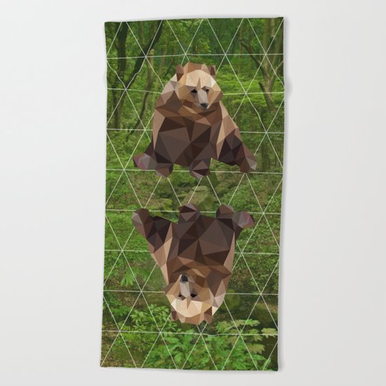 Bear in the woods Beach Towel