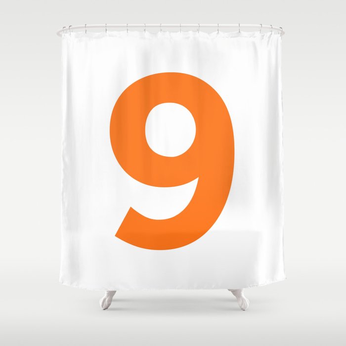 Number 9 (Orange & White) Shower Curtain