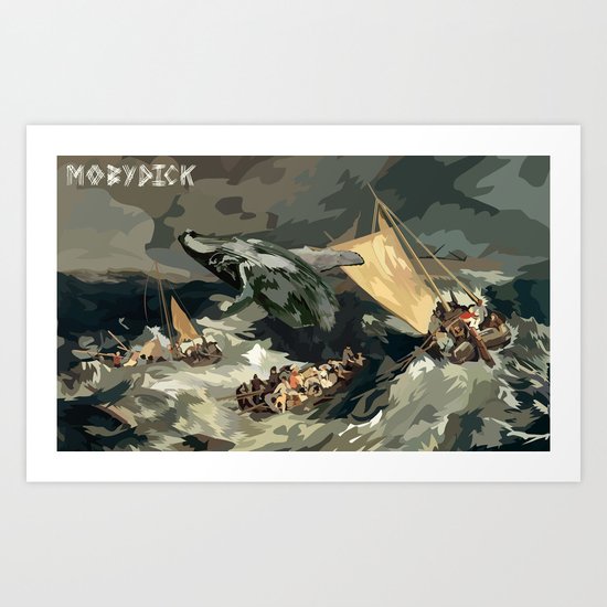 Fisherman Vs Whale Moby dick Digital art painting iPhone 4 4s 5 5c 6, pillow case, mugs and tshirt Art Print