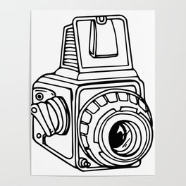 Medium Format SLR Camera Drawing Poster