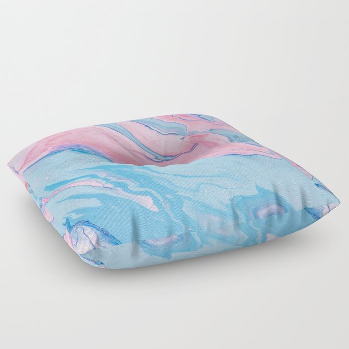 Blue and pink marble art Floor Pillow