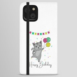 Cat Wishes Happy Birthday To You Cats iPhone Wallet Case