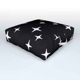 Mid Century Modern Star Pattern 443 Black and White Outdoor Floor Cushion