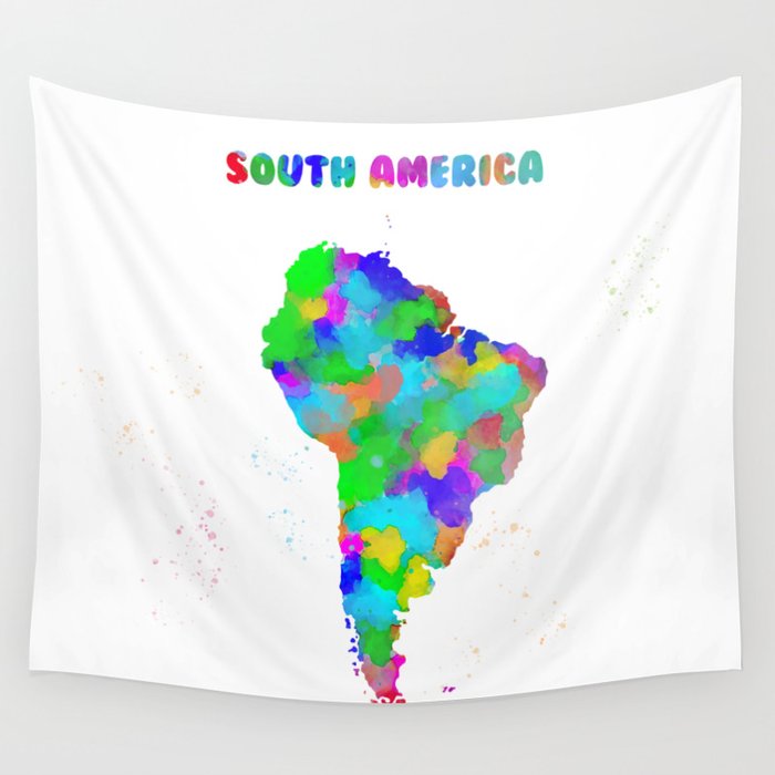 Watercolor South-America Map 2. Wall Tapestry by Alexandra_Arts  Society6