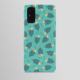 TOSSED SWIMMING FISH in COASTAL BLUE AND CREAM ON TURQUOISE Android Case