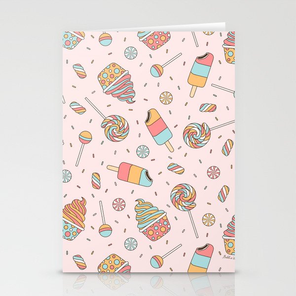 Sweet Candy Pattern in Pink Stationery Cards