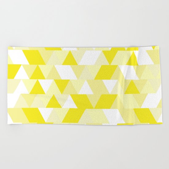 Simple Geometric Triangle Pattern- White on Yellow- Mix & Match with Simplicity of life Beach Towel