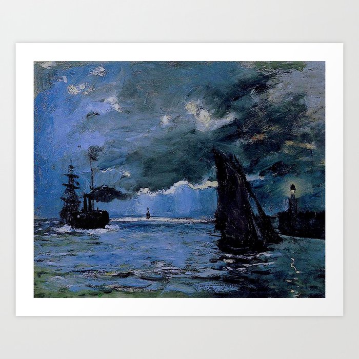Seascape, Night Effect Claude Monet 1866 Art Print