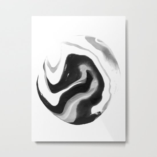 If On A Winter's Night A Traveller Goes to World's End, Marbling Black and White Cirle Metal Print