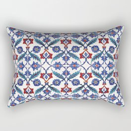 Iznik Tile Pattern Red Blue White Green Rectangular Pillow