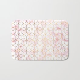 Geometric Gold Pattern on Pink Marble Badematte