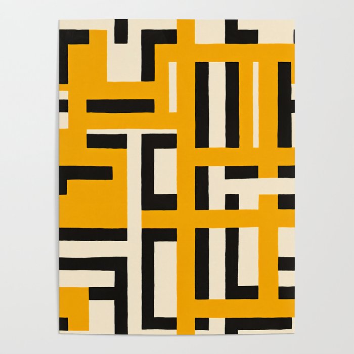 Bauhaus Abstract Black Yellow Cream Poster