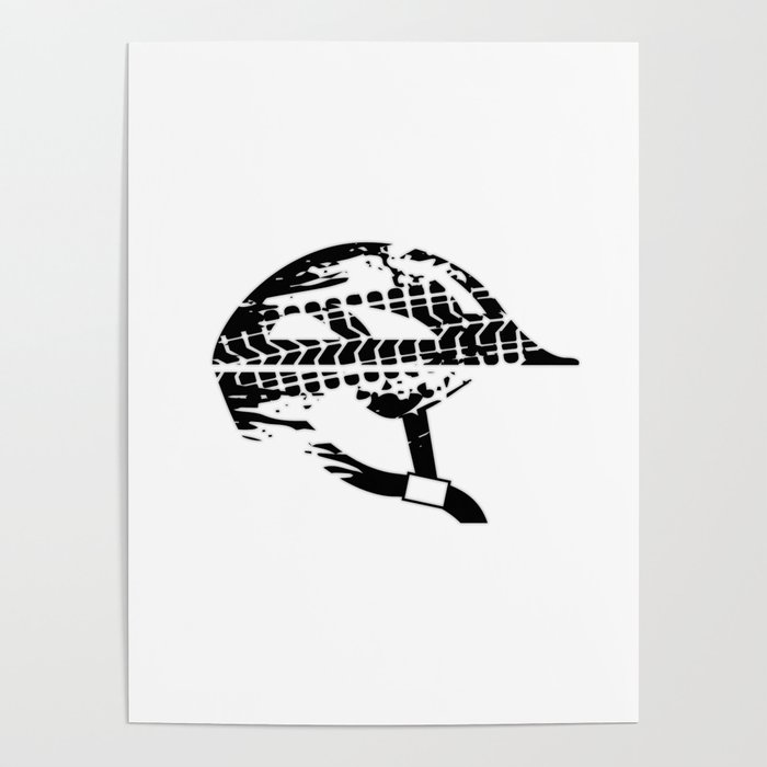 Mountain Bike Helmet Design With Tire Tracks - Cyclist Gift Poster