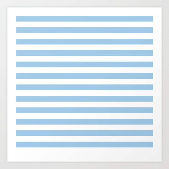Blue and white Horizontal Stripes Art Print