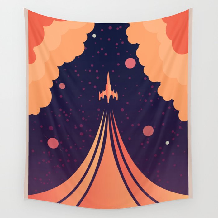 Escape to the stars illustration Wall Tapestry