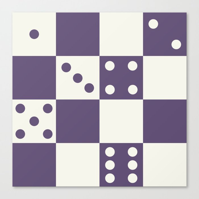 Checkered Dice Pattern (Creamy Milk & Juicy Plum Color Palette) Canvas Print