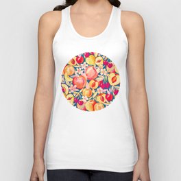 Retro Summer Cherries, Peaches and Apricots Unisex Tank Top