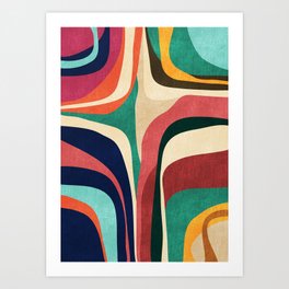 Impossible contour map Kunstdrucke | Vintage, Stripes, Contemporary, Illustration, Flow, Colorful, Expressionism, Popart, Curated, Vector 
