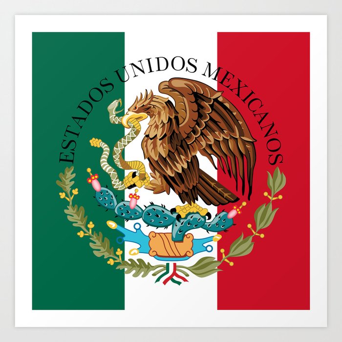 Mexico flag & Coat of Arms augmented scale Art Print